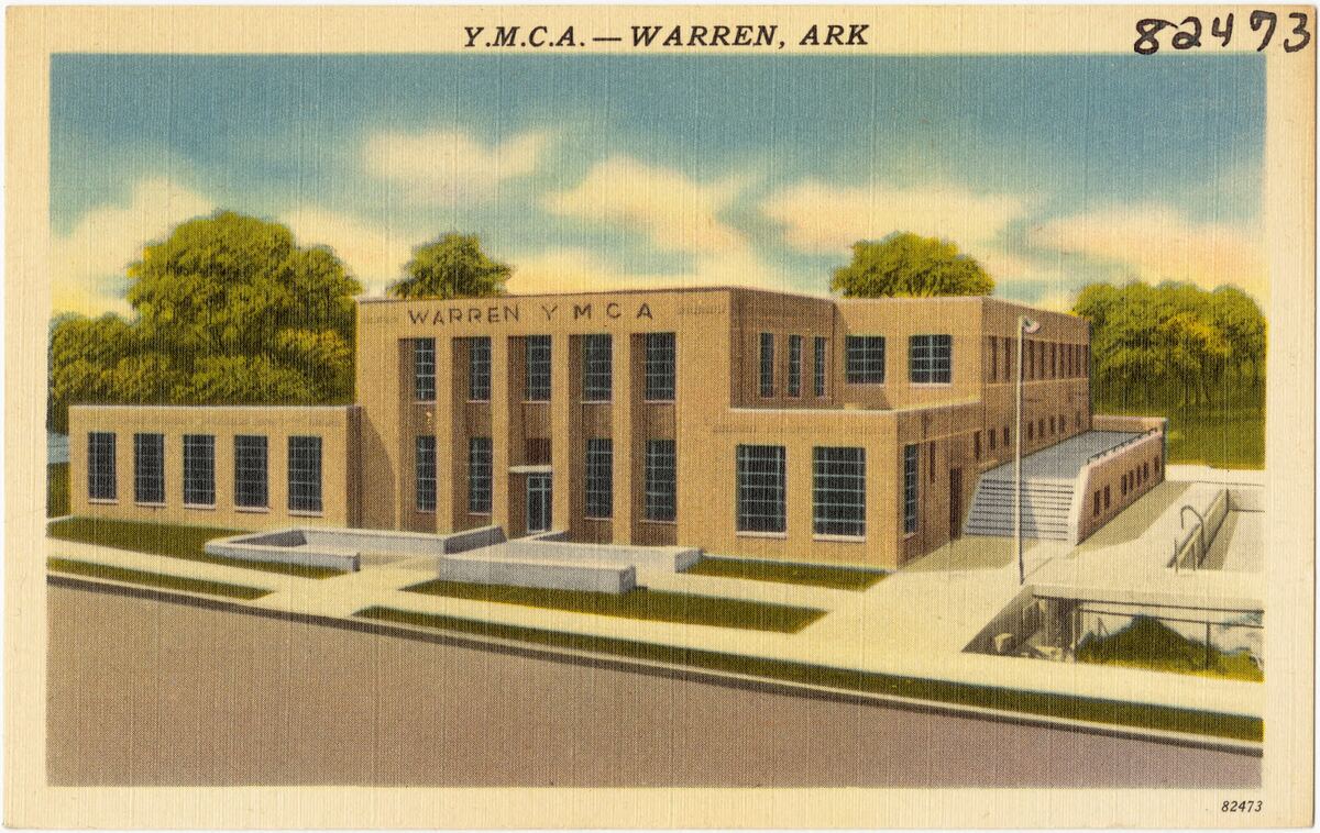 Historic Tichnor postcard of the YMCA in Warren, Arkansas